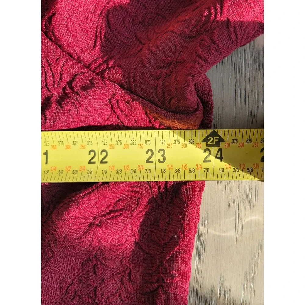 Avenue 26/28 Burgundy Fit &‎ Flare Knit Dress Textured Button V-Neck Long
